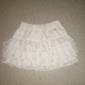 White ruffle -tiered mini skirt
